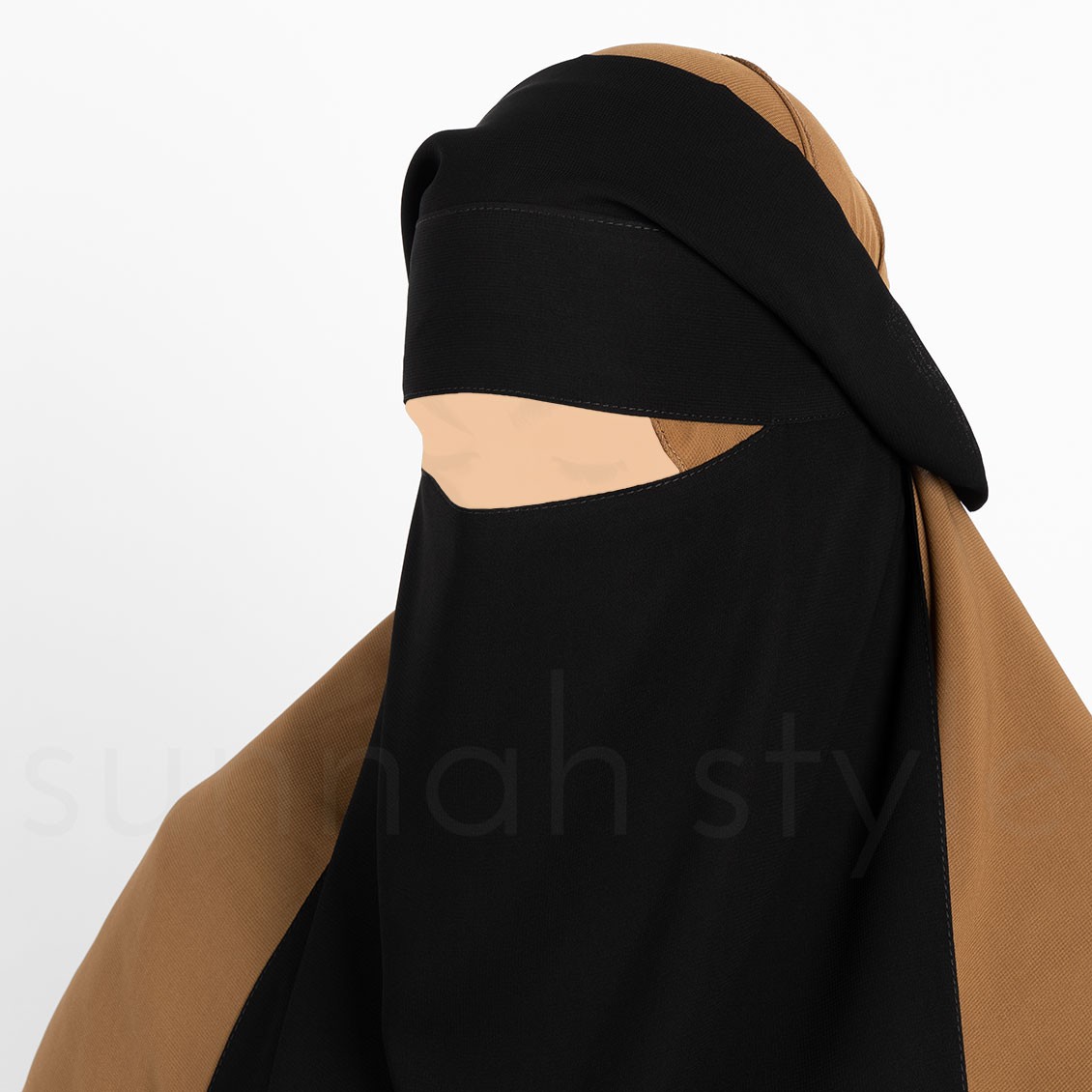 Sunnah Style Long One Layer Flap Niqab Black